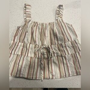 Striped Multicolor Tank Top Cottagecore Fairy babydoll cropped